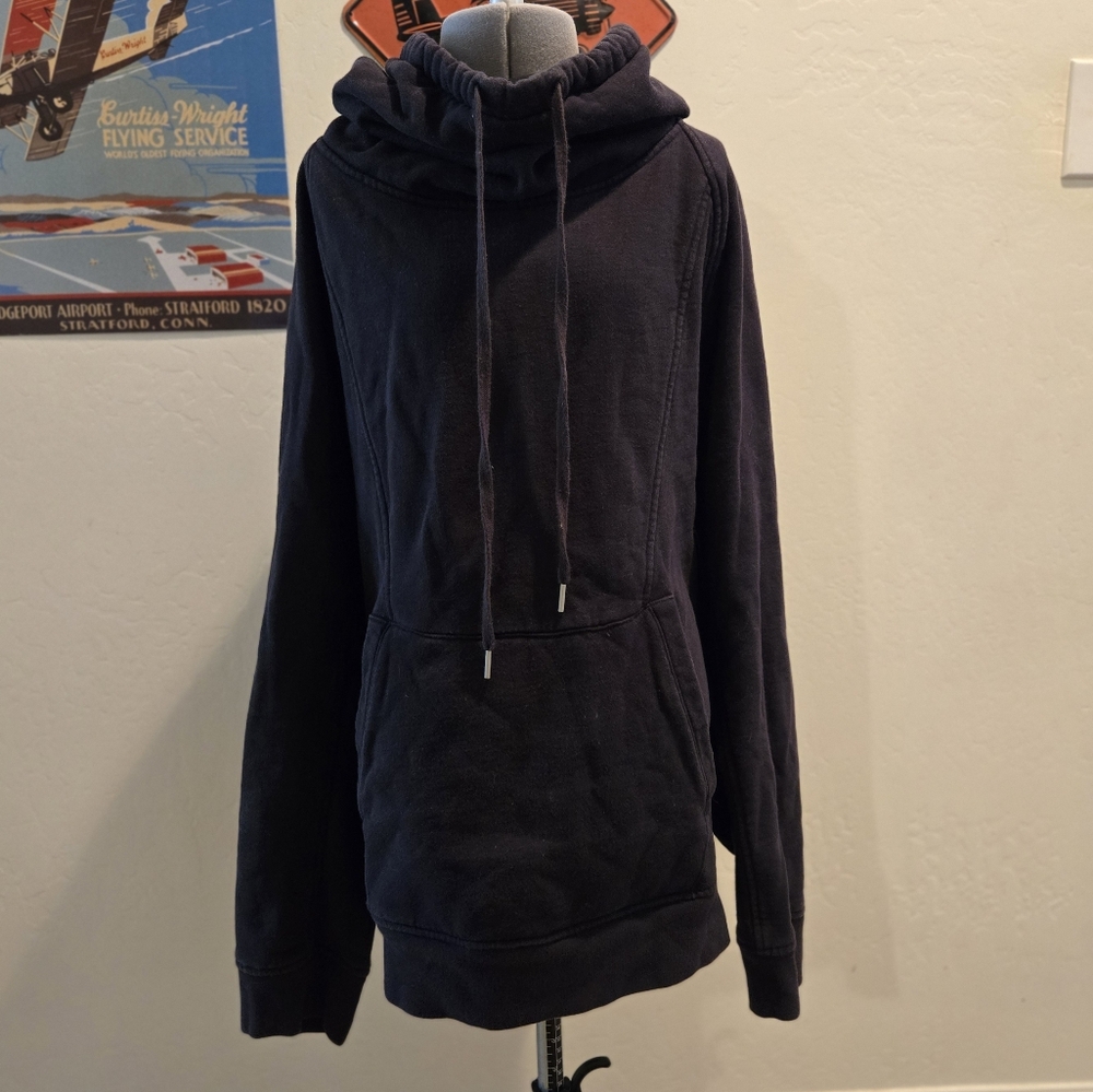 Oversize Long Neck Collar Ppening Hoodie with Pocket